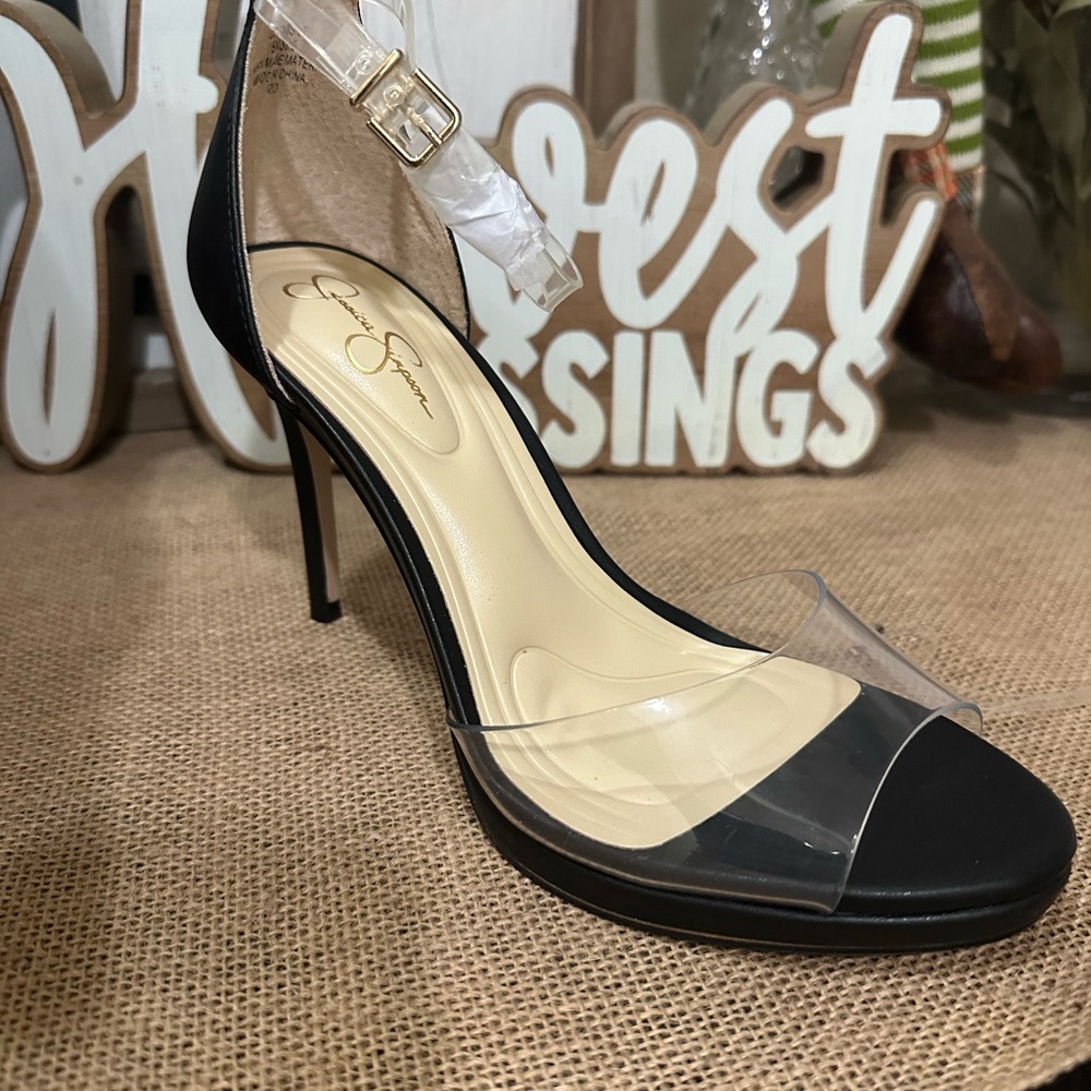 Jessica Simpson Black and Transparent Heels